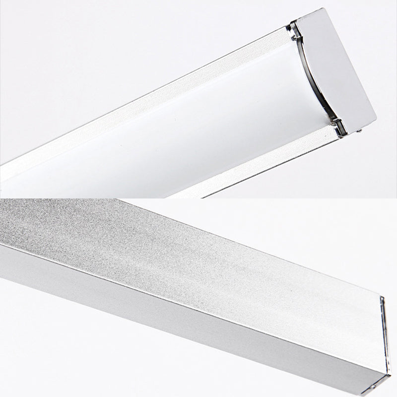 Aluminum Rectangle Vanity Lighting Simple Style 19"/23" Width LED Sconce Wall Light in Chrome, Warm/White Light Clearhalo 'Cast Iron' 'Glass' 'Industrial' 'Modern wall lights' 'Modern' 'Tiffany' 'Traditional wall lights' 'Vanity Lights' 'Wall Lights' Lighting' 142807