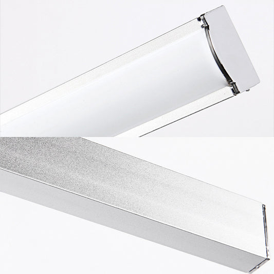 Aluminum Rectangle Vanity Lighting Simple Style 19"/23" Width LED Sconce Wall Light in Chrome, Warm/White Light Clearhalo 'Cast Iron' 'Glass' 'Industrial' 'Modern wall lights' 'Modern' 'Tiffany' 'Traditional wall lights' 'Vanity Lights' 'Wall Lights' Lighting' 142807