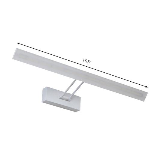 Black/White Rectangular Wall Light Modern Style 16.5"/20.5" W LED Acrylic Vanity Lighting in Warm/White Light for Bathroom Clearhalo 'Cast Iron' 'Glass' 'Industrial' 'Modern wall lights' 'Modern' 'Tiffany' 'Traditional wall lights' 'Vanity Lights' 'Wall Lights' Lighting' 142886