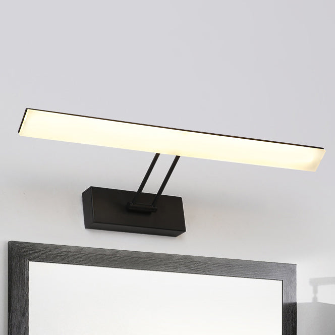 Black/White Rectangular Wall Light Modern Style 16.5"/20.5" W LED Acrylic Vanity Lighting in Warm/White Light for Bathroom Black Warm Clearhalo 'Cast Iron' 'Glass' 'Industrial' 'Modern wall lights' 'Modern' 'Tiffany' 'Traditional wall lights' 'Vanity Lights' 'Wall Lights' Lighting' 142889