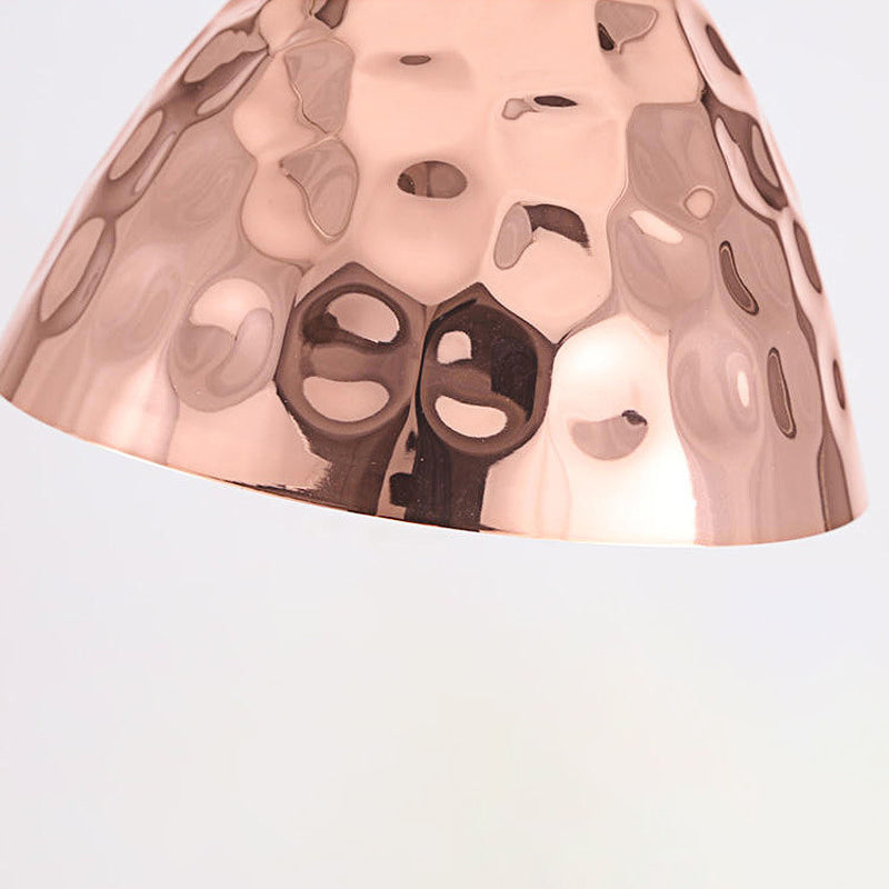 Dimpled Conic Metal Suspended Light Industrial 1 Light Restaurant Pendant Lamp with Hanging Cord in Rose Gold Clearhalo 'Ceiling Lights' 'Modern Pendants' 'Modern' 'Pendant Lights' 'Pendants' Lighting' 142911