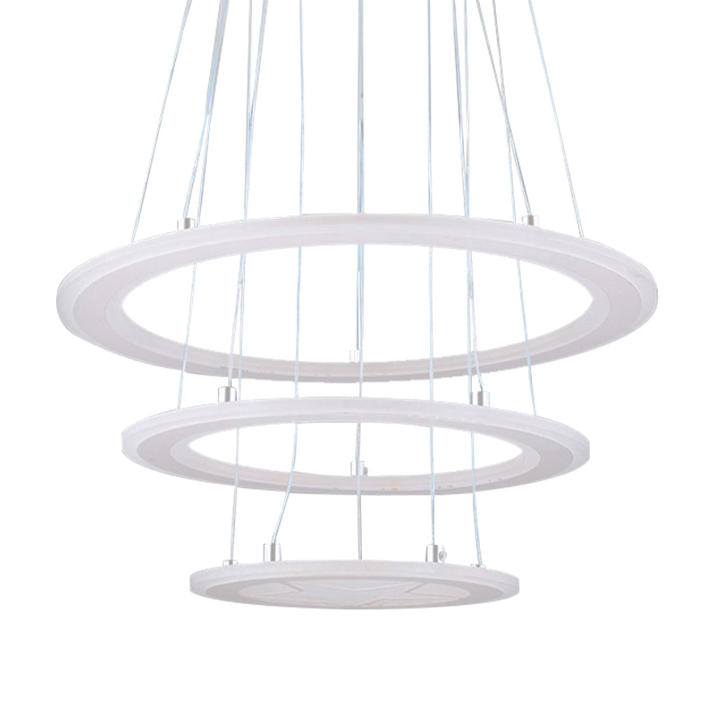 Simple Ring Chandelier Light Acrylic LED 3 Lights Bedroom Ceiling Drop Pendant in Warm/White Light Clearhalo 'Ceiling Lights' 'Chandeliers' 'Modern Chandeliers' 'Modern' Lighting' 142924