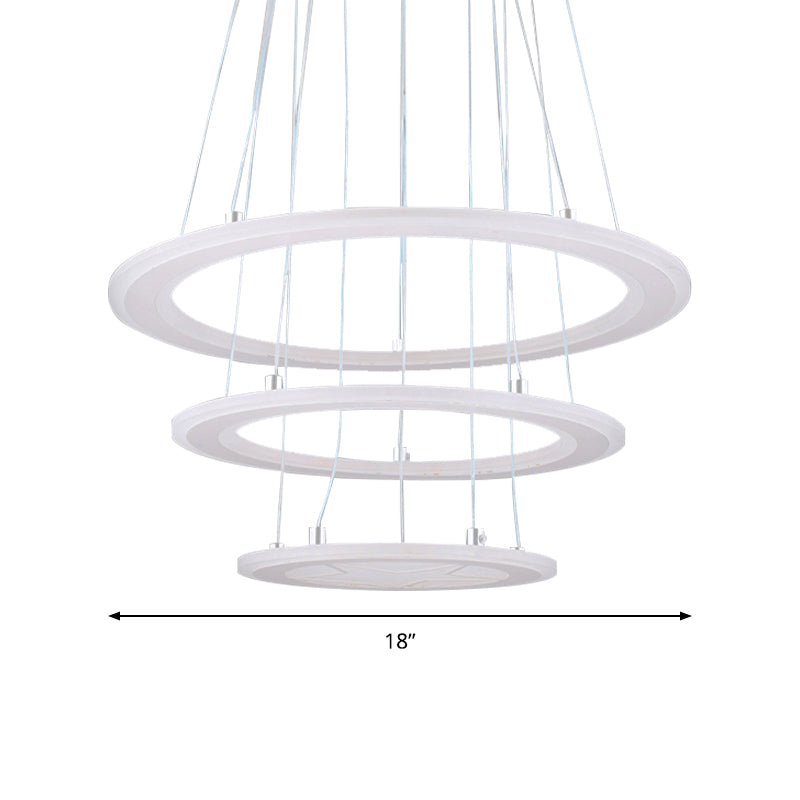 Simple Ring Chandelier Light Acrylic LED 3 Lights Bedroom Ceiling Drop Pendant in Warm/White Light Clearhalo 'Ceiling Lights' 'Chandeliers' 'Modern Chandeliers' 'Modern' Lighting' 142925