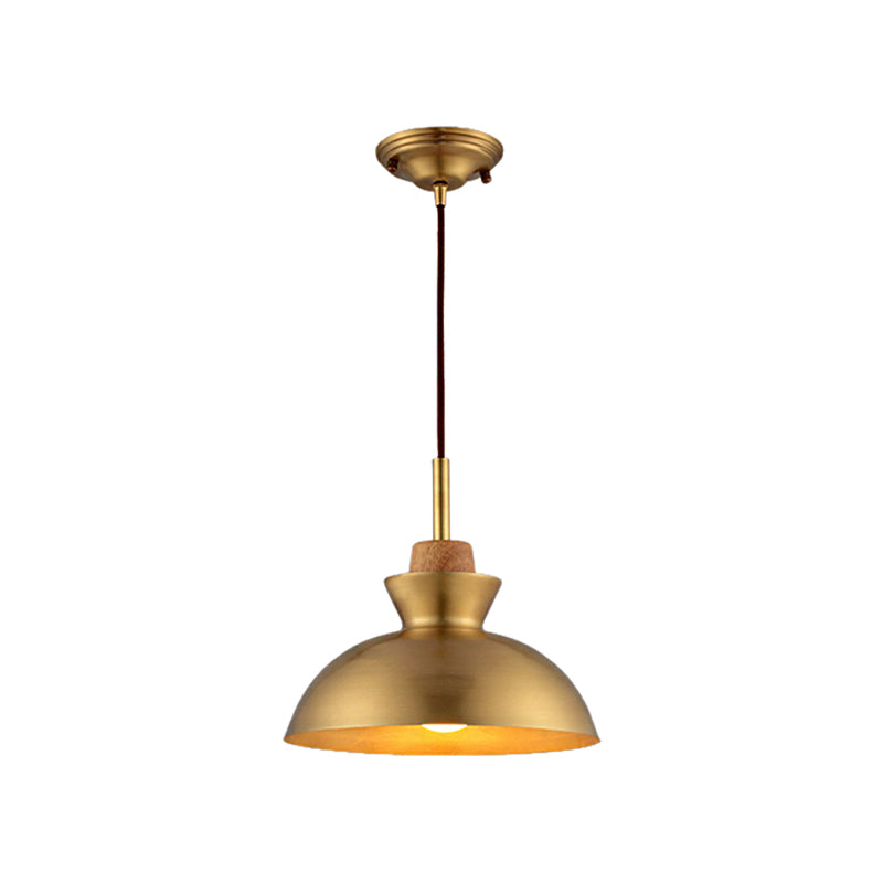 1 Light Cone/Dome Shade Hanging Light Industrial Style Brass Finish Metallic Ceiling Fixture for Foyer Clearhalo 'Ceiling Lights' 'Modern Pendants' 'Modern' 'Pendant Lights' 'Pendants' Lighting' 142954