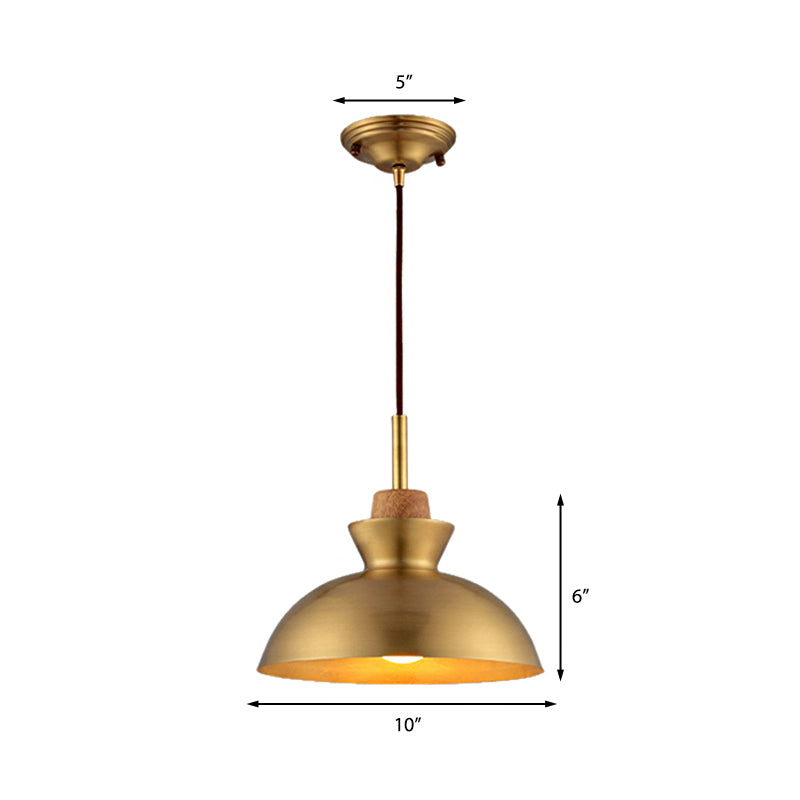 1 Light Cone/Dome Shade Hanging Light Industrial Style Brass Finish Metallic Ceiling Fixture for Foyer Clearhalo 'Ceiling Lights' 'Modern Pendants' 'Modern' 'Pendant Lights' 'Pendants' Lighting' 142955