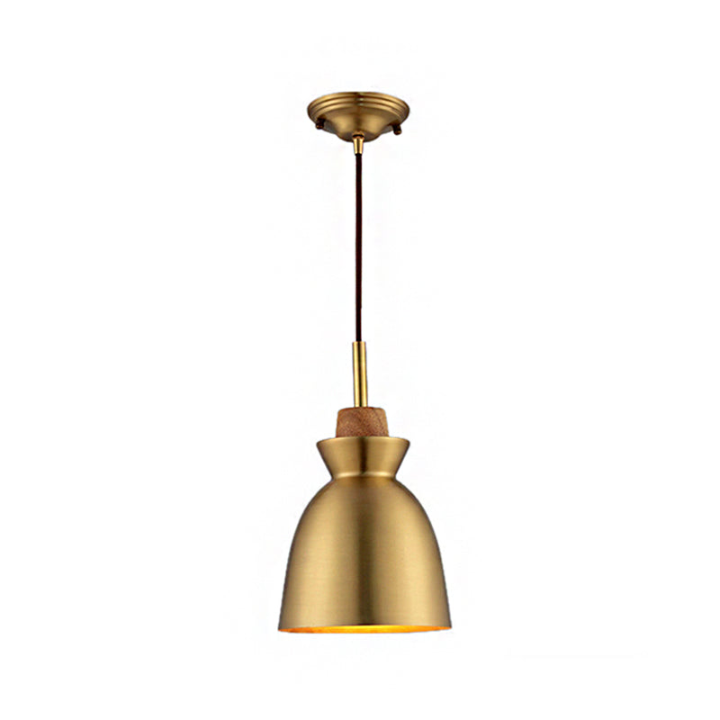 1 Light Cone/Dome Shade Hanging Light Industrial Style Brass Finish Metallic Ceiling Fixture for Foyer Clearhalo 'Ceiling Lights' 'Modern Pendants' 'Modern' 'Pendant Lights' 'Pendants' Lighting' 142958