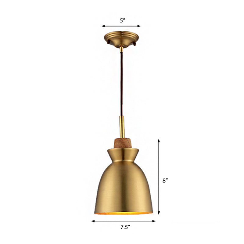 1 Light Cone/Dome Shade Hanging Light Industrial Style Brass Finish Metallic Ceiling Fixture for Foyer Clearhalo 'Ceiling Lights' 'Modern Pendants' 'Modern' 'Pendant Lights' 'Pendants' Lighting' 142959