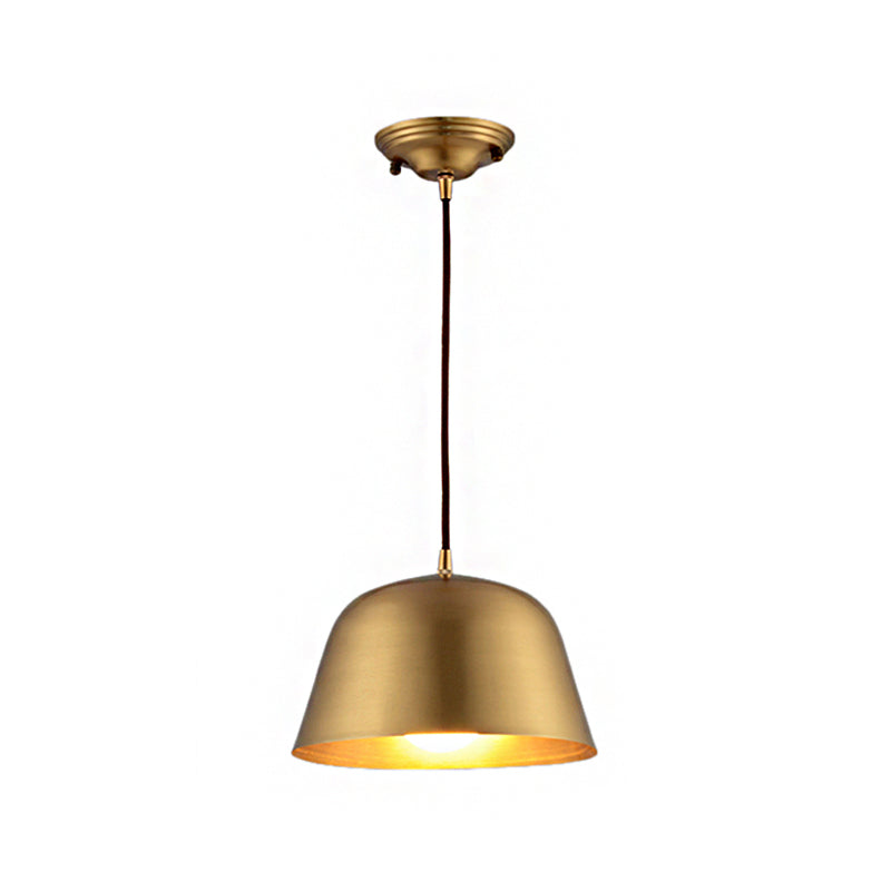 1 Light Cone/Dome Shade Hanging Light Industrial Style Brass Finish Metallic Ceiling Fixture for Foyer Clearhalo 'Ceiling Lights' 'Modern Pendants' 'Modern' 'Pendant Lights' 'Pendants' Lighting' 142961