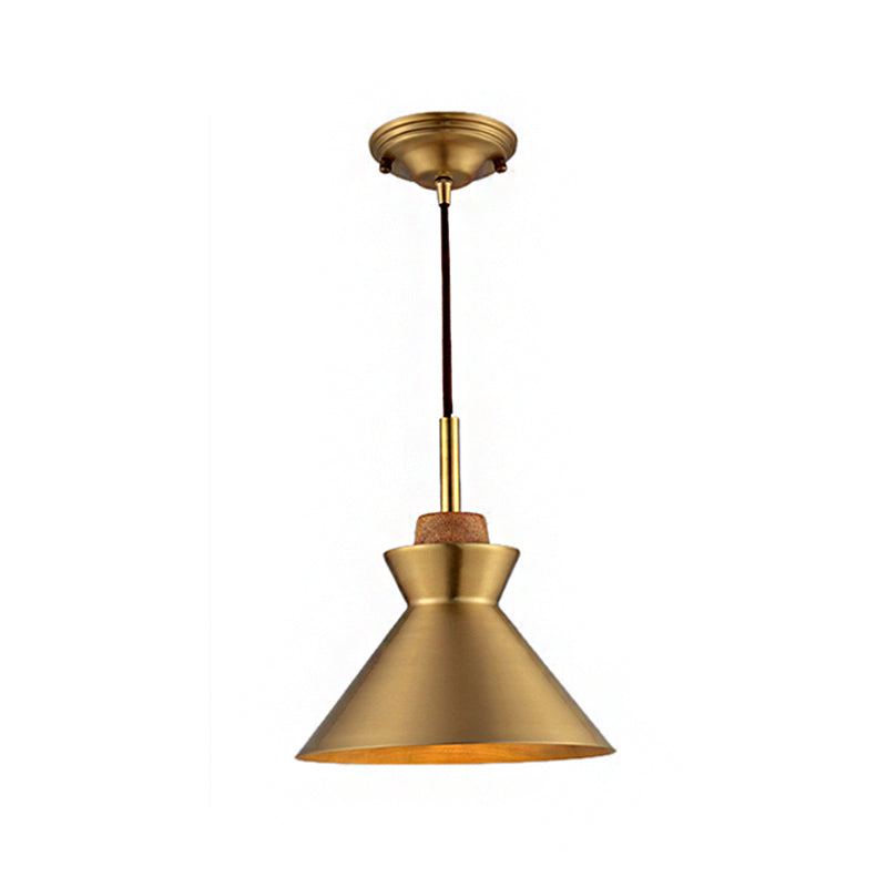 1 Light Cone/Dome Shade Hanging Light Industrial Style Brass Finish Metallic Ceiling Fixture for Foyer Clearhalo 'Ceiling Lights' 'Modern Pendants' 'Modern' 'Pendant Lights' 'Pendants' Lighting' 142963