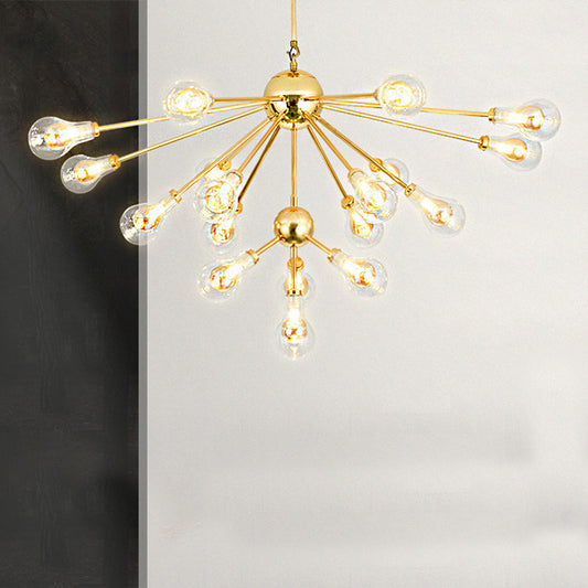 Sputnik Metal Chandelier Pendant with Clear Glass Bulb Shade Modern Multi Lights Gold Led Hanging Light Fixture Clearhalo 'Ceiling Lights' 'Chandeliers' 'Modern Chandeliers' 'Modern' Lighting' 1429699