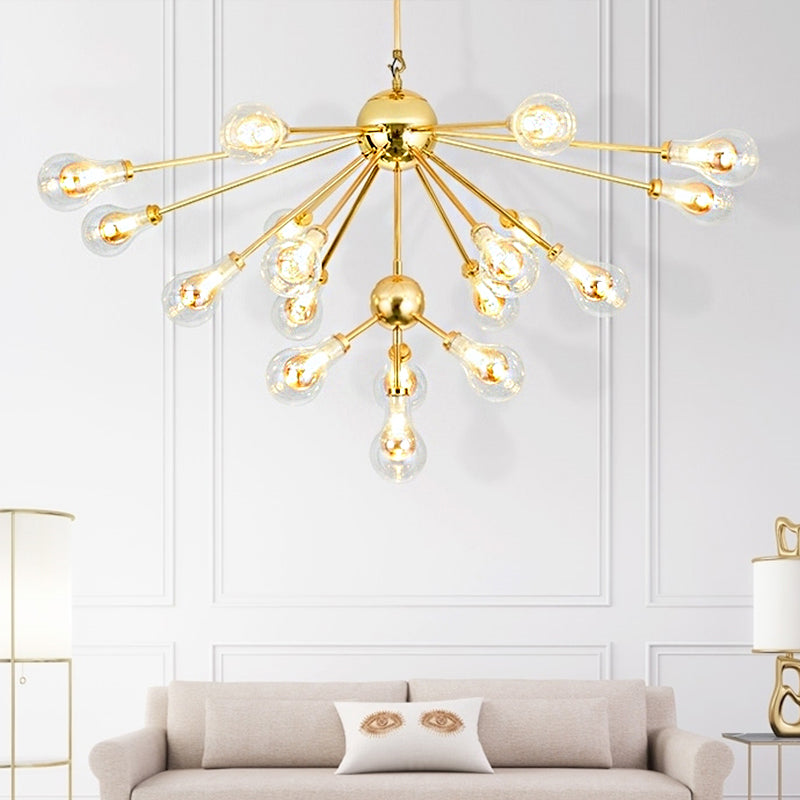 Sputnik Metal Chandelier Pendant with Clear Glass Bulb Shade Modern Multi Lights Gold Led Hanging Light Fixture Clearhalo 'Ceiling Lights' 'Chandeliers' 'Modern Chandeliers' 'Modern' Lighting' 1429700