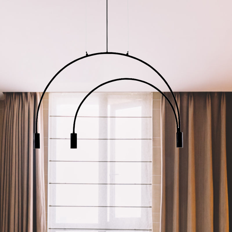 2/3/5 Lights Arched Pendant Lighting Contemporary Metal Black LED Suspension Light for Bar 3 Black Clearhalo 'Ceiling Lights' 'Modern Pendants' 'Modern' 'Pendant Lights' 'Pendants' Lighting' 142982