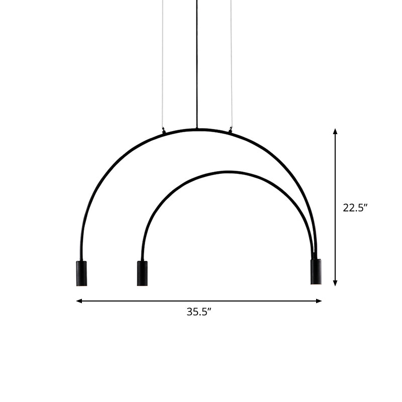 2/3/5 Lights Arched Pendant Lighting Contemporary Metal Black LED Suspension Light for Bar Clearhalo 'Ceiling Lights' 'Modern Pendants' 'Modern' 'Pendant Lights' 'Pendants' Lighting' 142985