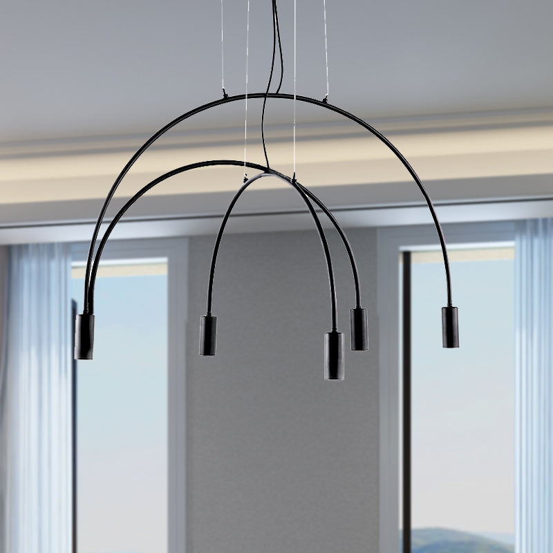 2/3/5 Lights Arched Pendant Lighting Contemporary Metal Black LED Suspension Light for Bar 5 Black Clearhalo 'Ceiling Lights' 'Modern Pendants' 'Modern' 'Pendant Lights' 'Pendants' Lighting' 142986