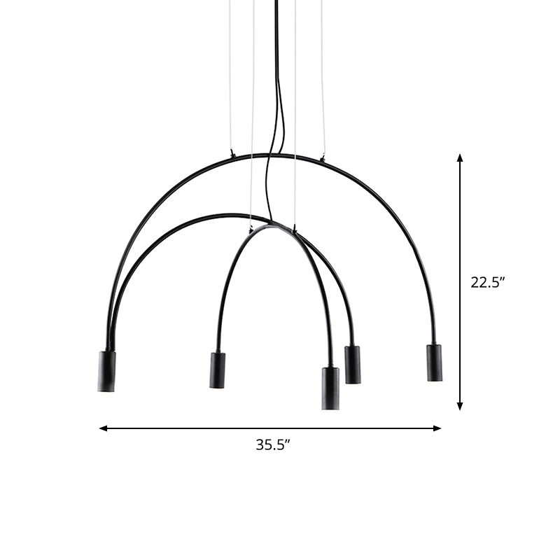 2/3/5 Lights Arched Pendant Lighting Contemporary Metal Black LED Suspension Light for Bar Clearhalo 'Ceiling Lights' 'Modern Pendants' 'Modern' 'Pendant Lights' 'Pendants' Lighting' 142989