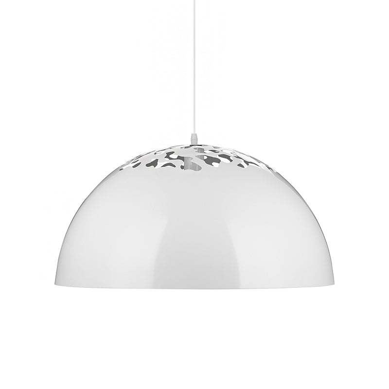 12"/16" Dia Industrial Domed Pendant Lighting 1 Light Metal Suspension Light with Hollow Out Design in Black/White Clearhalo 'Ceiling Lights' 'Modern Pendants' 'Modern' 'Pendant Lights' 'Pendants' Lighting' 143042