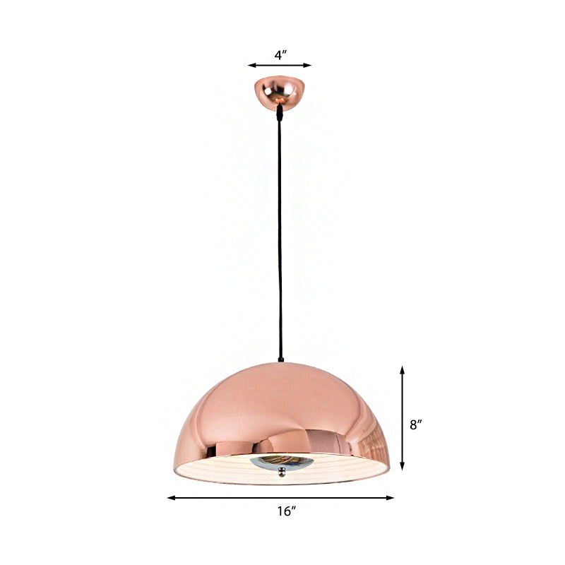 Domed Metallic Pendant Lamp Retro Style 1 Light Dining Room Hanging Ceiling Light in Rose Gold/Black Clearhalo 'Ceiling Lights' 'Modern Pendants' 'Modern' 'Pendant Lights' 'Pendants' Lighting' 143061