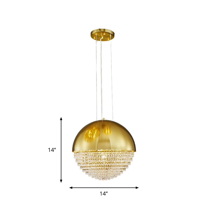 Gold Dome LED Pendant Light Fixture Modern Beveled Crystal Suspension Lighting for Dining Room Clearhalo 'Ceiling Lights' 'Modern Pendants' 'Modern' 'Pendant Lights' 'Pendants' Lighting' 1430913