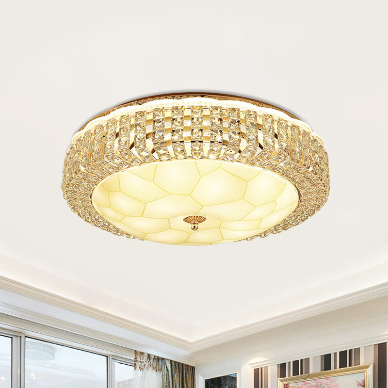 Dome LED Flush-Mount Light Fixture Modern Style Clear Hand-Cut Crystal Close to Ceiling Lamp in Gold Clearhalo 'Ceiling Lights' 'Close To Ceiling Lights' 'Close to ceiling' 'Flush mount' Lighting' 1430942