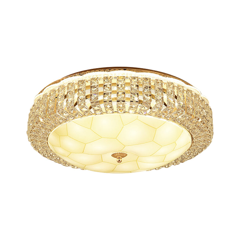 Dome LED Flush-Mount Light Fixture Modern Style Clear Hand-Cut Crystal Close to Ceiling Lamp in Gold Clearhalo 'Ceiling Lights' 'Close To Ceiling Lights' 'Close to ceiling' 'Flush mount' Lighting' 1430943