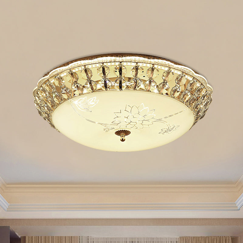 Dome LED Flush-Mount Light Fixture Modern Style Clear Hand-Cut Crystal Close to Ceiling Lamp in Gold Clearhalo 'Ceiling Lights' 'Close To Ceiling Lights' 'Close to ceiling' 'Flush mount' Lighting' 1430946