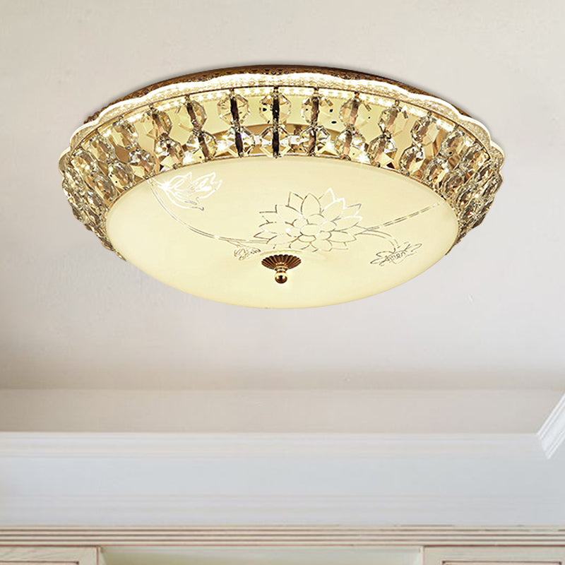 Dome LED Flush-Mount Light Fixture Modern Style Clear Hand-Cut Crystal Close to Ceiling Lamp in Gold Clearhalo 'Ceiling Lights' 'Close To Ceiling Lights' 'Close to ceiling' 'Flush mount' Lighting' 1430947