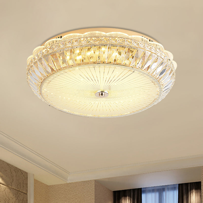 Drum Close to Ceiling Lighting Contemporary Clear Crystal Block LED Flush Mount Light in Gold for Sleeping Room Clearhalo 'Ceiling Lights' 'Close To Ceiling Lights' 'Close to ceiling' 'Flush mount' Lighting' 1430960