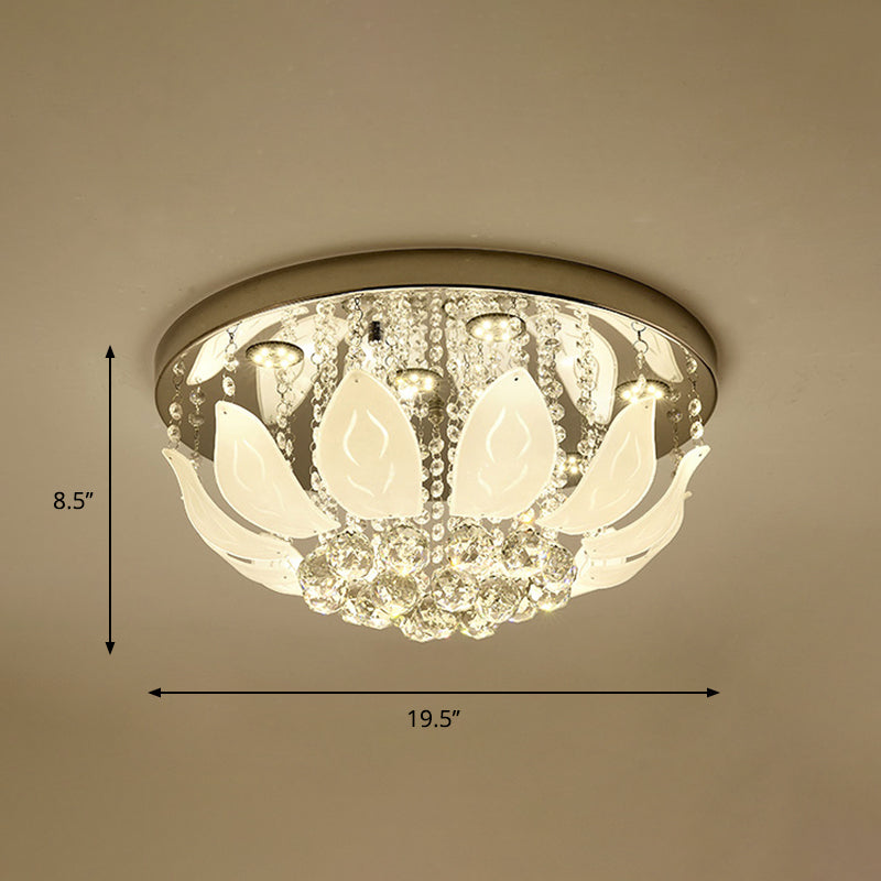 Contemporary Leave Ceiling Flush Clear Crystal Panel LED Bedroom Flush Mount Lighting Fixture in Gold Clearhalo 'Ceiling Lights' 'Close To Ceiling Lights' 'Close to ceiling' 'Flush mount' Lighting' 1430972