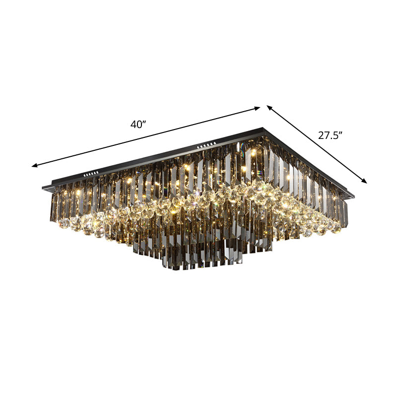 Rectangle Crystal Prisms Ceiling Fixture Contemporary Nickel LED Flush Mount Lighting in Warm/White Light Clearhalo 'Ceiling Lights' 'Close To Ceiling Lights' 'Close to ceiling' 'Flush mount' Lighting' 1430990