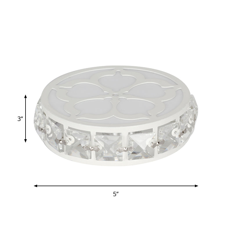 Silver Round Close to Ceiling Lamp Contemporary Clear Crystal LED Flushmount Lighting in Warm/White/Multi Color Light, 3" Wide Clearhalo 'Ceiling Lights' 'Close To Ceiling Lights' 'Close to ceiling' 'Flush mount' Lighting' 1431016