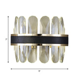 Clear Rectangle-Cut Crystal Half Cylinder Sconce Contemporary LED Wall Mounted Lighting in Black for Bedside Clearhalo 'Modern wall lights' 'Modern' 'Wall Lamps & Sconces' 'Wall Lights' Lighting' 1431066