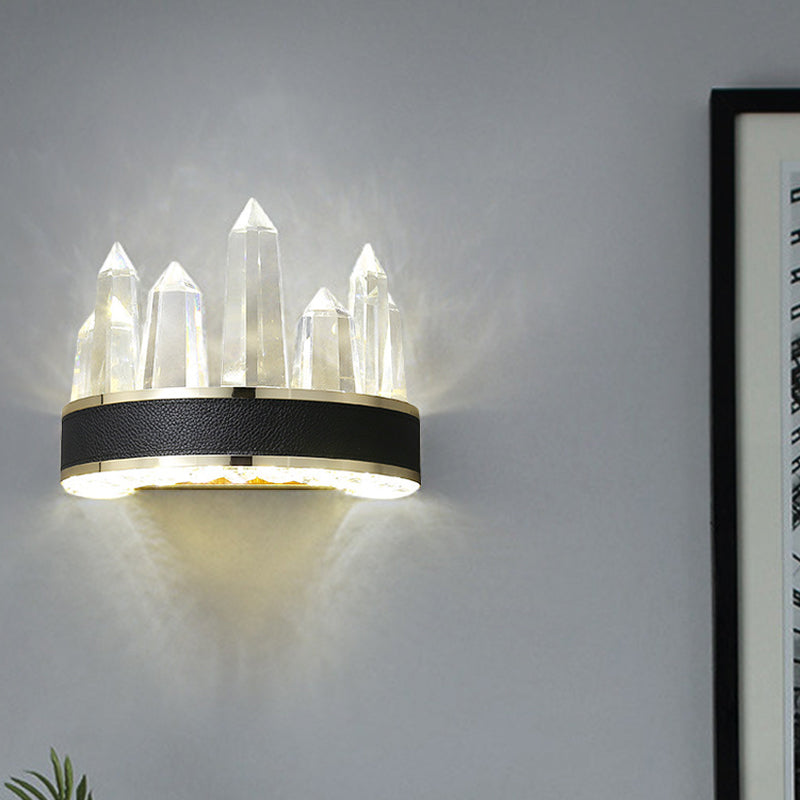 Ice Shape Wall Mount Lighting Contemporary Clear Cut Crystal Sitting Room LED Wall Light Sconce in Black Clear Clearhalo 'Modern wall lights' 'Modern' 'Wall Lamps & Sconces' 'Wall Lights' Lighting' 1431071