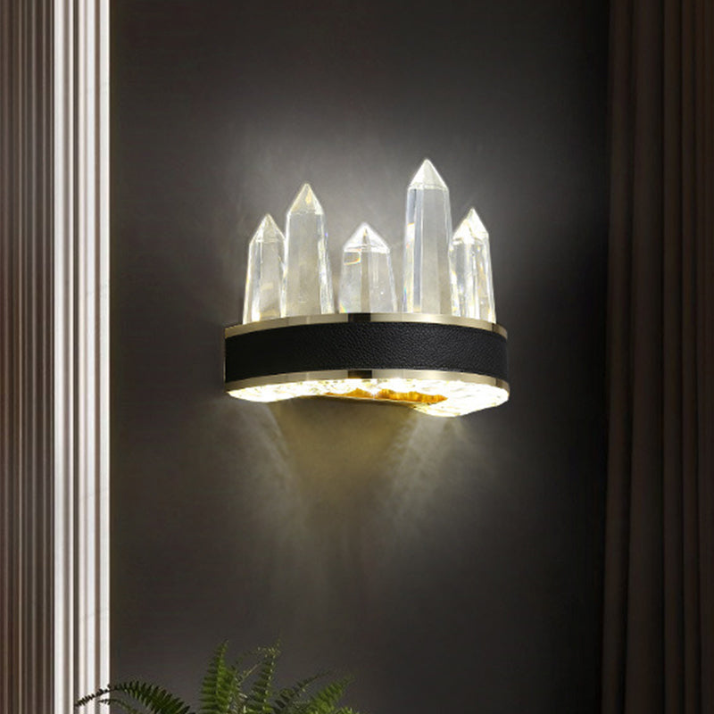 Ice Shape Wall Mount Lighting Contemporary Clear Cut Crystal Sitting Room LED Wall Light Sconce in Black Clearhalo 'Modern wall lights' 'Modern' 'Wall Lamps & Sconces' 'Wall Lights' Lighting' 1431072