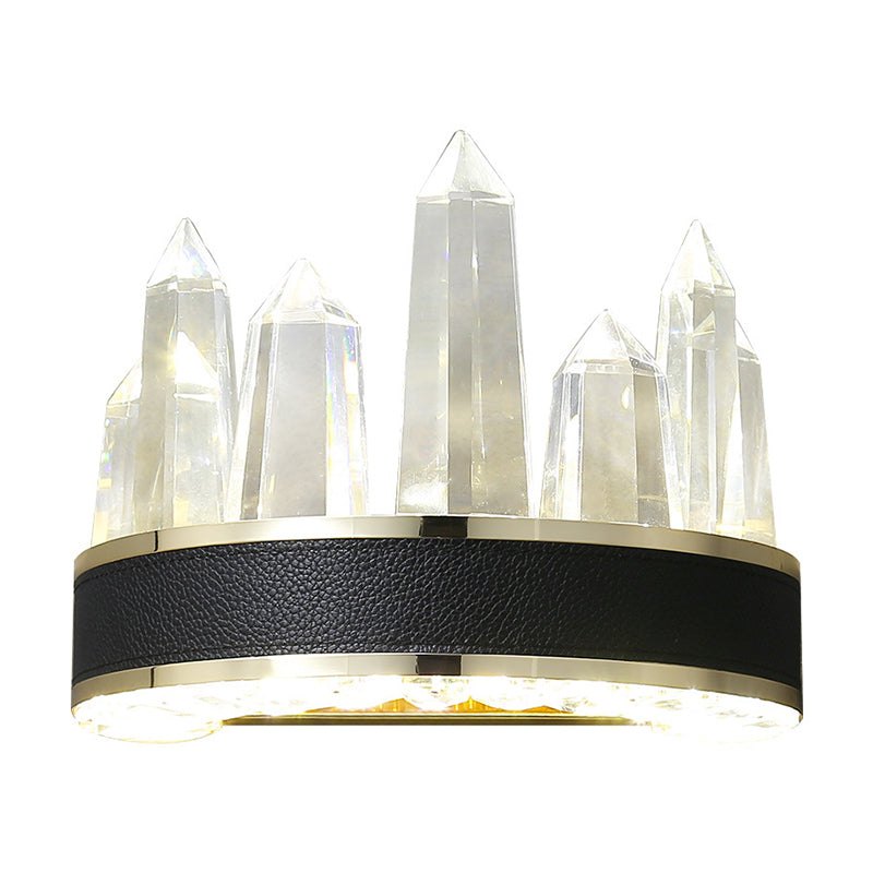 Ice Shape Wall Mount Lighting Contemporary Clear Cut Crystal Sitting Room LED Wall Light Sconce in Black Clearhalo 'Modern wall lights' 'Modern' 'Wall Lamps & Sconces' 'Wall Lights' Lighting' 1431073