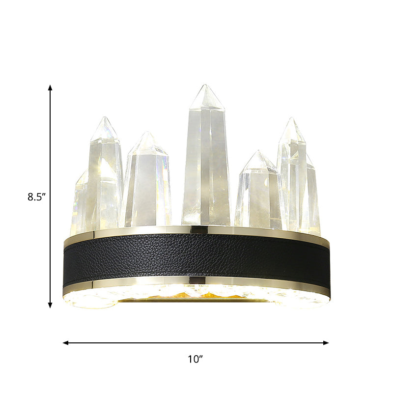 Ice Shape Wall Mount Lighting Contemporary Clear Cut Crystal Sitting Room LED Wall Light Sconce in Black Clearhalo 'Modern wall lights' 'Modern' 'Wall Lamps & Sconces' 'Wall Lights' Lighting' 1431074