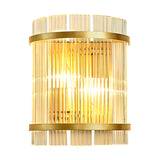 Modern Cylindrical/Rectangle Wall Lighting Clear Crystal Rod 2 Heads Hallway Wall Mounted Light Fixture in Gold Clearhalo 'Modern wall lights' 'Modern' 'Wall Lamps & Sconces' 'Wall Lights' Lighting' 1431077