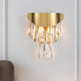 Crystal Drip Teardrop Wall Lighting Contemporary 2 Bulbs Surface Wall Sconce in Gold for Indoor Gold Clearhalo 'Modern wall lights' 'Modern' 'Wall Lamps & Sconces' 'Wall Lights' Lighting' 1431083