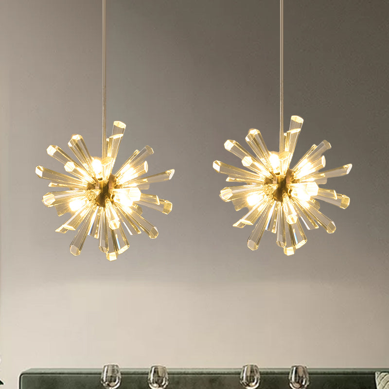 Clear Crystal Glass Sputnik Multi Pendant Modern 3/6 Heads Suspension Lighting Fixture in Gold Clearhalo 'Ceiling Lights' 'Modern Pendants' 'Modern' 'Pendant Lights' 'Pendants' Lighting' 1431122