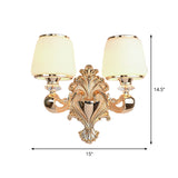 Barrel Opal Glass Sconce Lamp Classic 1/2-Light Living Room Wall Lighting Fixture with Curvy Arm in Brass Clearhalo 'Wall Lamps & Sconces' 'Wall Lights' Lighting' 1431211