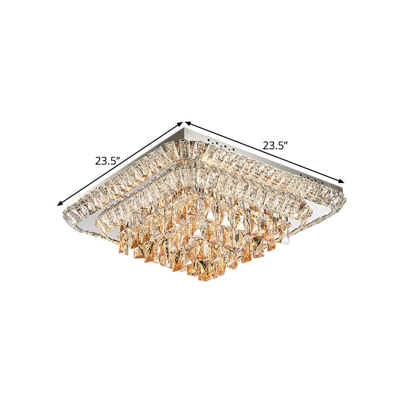 LED Square Flush-Mount Light Fixture Modern Crystal Block Close to Ceiling Lighting in Chrome Clearhalo 'Ceiling Lights' 'Close To Ceiling Lights' 'Close to ceiling' 'Flush mount' Lighting' 1431394