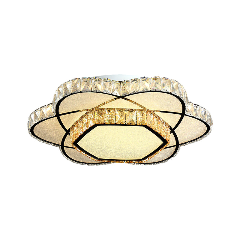 Faceted Crystal Bloom Ceiling Light Contemporary LED Flush Mount Lighting in Chrome for Dining Room Clearhalo 'Ceiling Lights' 'Close To Ceiling Lights' 'Close to ceiling' 'Flush mount' Lighting' 1431438