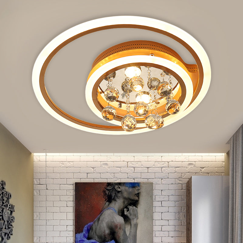 LED Parlor Flush Mount Lamp Modern Gold Close to Ceiling Lighting Fixture with Triangle/Round/Loving Heart Crystal Shade Clearhalo 'Ceiling Lights' 'Close To Ceiling Lights' 'Close to ceiling' 'Flush mount' Lighting' 1431456