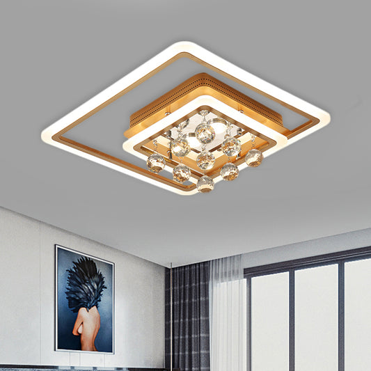 LED Parlor Flush Mount Lamp Modern Gold Close to Ceiling Lighting Fixture with Triangle/Round/Loving Heart Crystal Shade Clearhalo 'Ceiling Lights' 'Close To Ceiling Lights' 'Close to ceiling' 'Flush mount' Lighting' 1431460