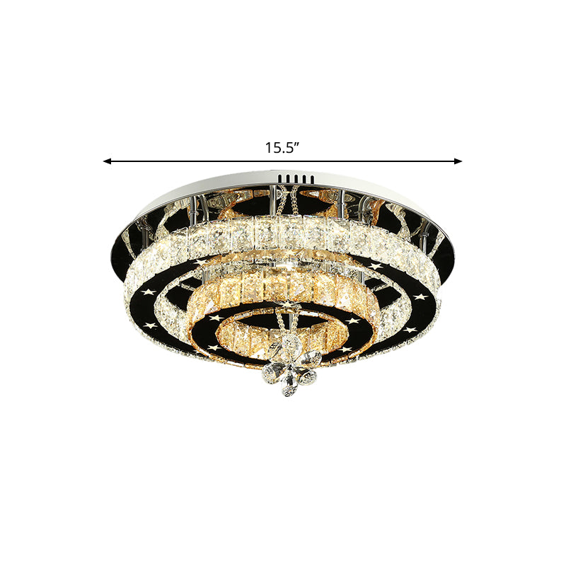 Cut Crystal Ring Ceiling Light Contemporary Chrome LED Flush Mount Lamp with Star Design, 15.5"/19.5" Wide Clearhalo 'Ceiling Lights' 'Close To Ceiling Lights' 'Close to ceiling' 'Flush mount' Lighting' 1431477