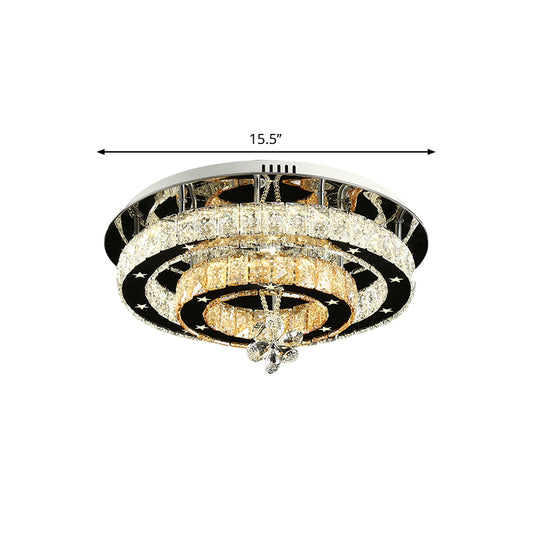 Cut Crystal Ring Ceiling Light Contemporary Chrome LED Flush Mount Lamp with Star Design, 15.5"/19.5" Wide Clearhalo 'Ceiling Lights' 'Close To Ceiling Lights' 'Close to ceiling' 'Flush mount' Lighting' 1431477