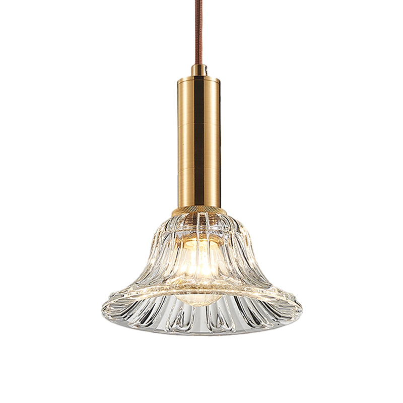 Bell Pendant Light Fixture Modern Style Clear/Smoke Gray/Cognac Crystal 1 Bulb Gold Down Lighting Clearhalo 'Ceiling Lights' 'Modern Pendants' 'Modern' 'Pendant Lights' 'Pendants' Lighting' 1431796