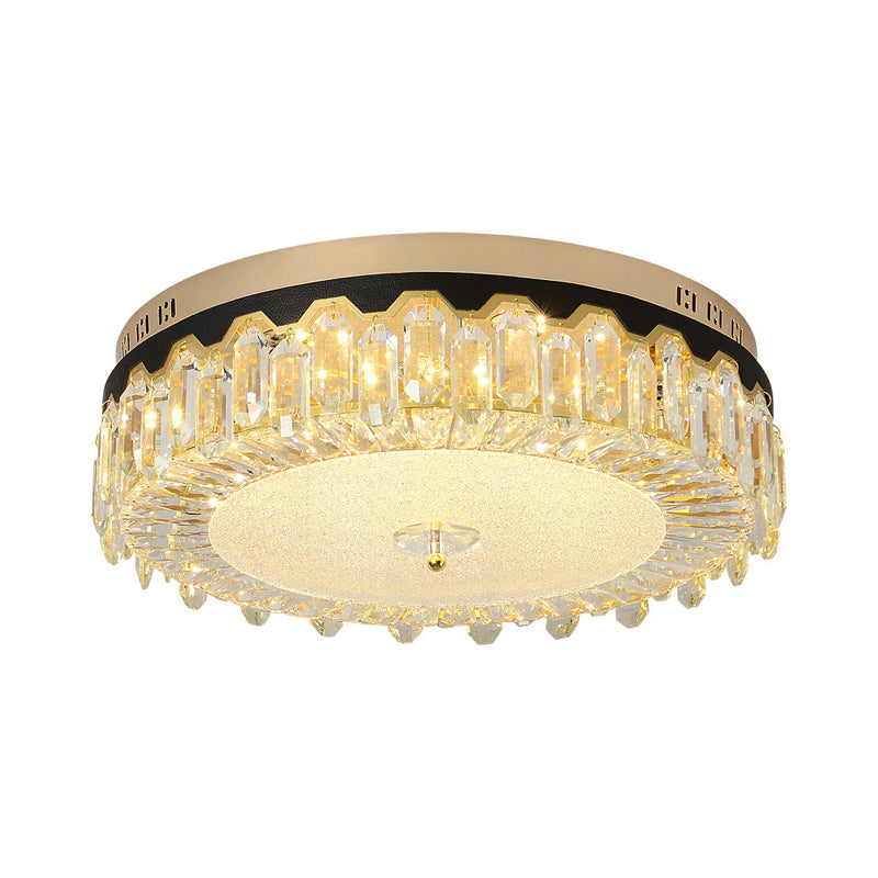 Clear Crystal Tambour Ceiling Lamp Simplicity Bedroom LED Flush-Mount Light Fixture Clearhalo 'Ceiling Lights' 'Close To Ceiling Lights' 'Close to ceiling' 'Flush mount' Lighting' 1432127