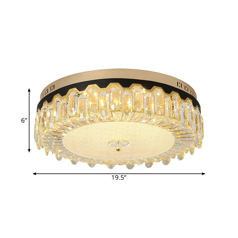 Clear Crystal Tambour Ceiling Lamp Simplicity Bedroom LED Flush-Mount Light Fixture Clearhalo 'Ceiling Lights' 'Close To Ceiling Lights' 'Close to ceiling' 'Flush mount' Lighting' 1432128