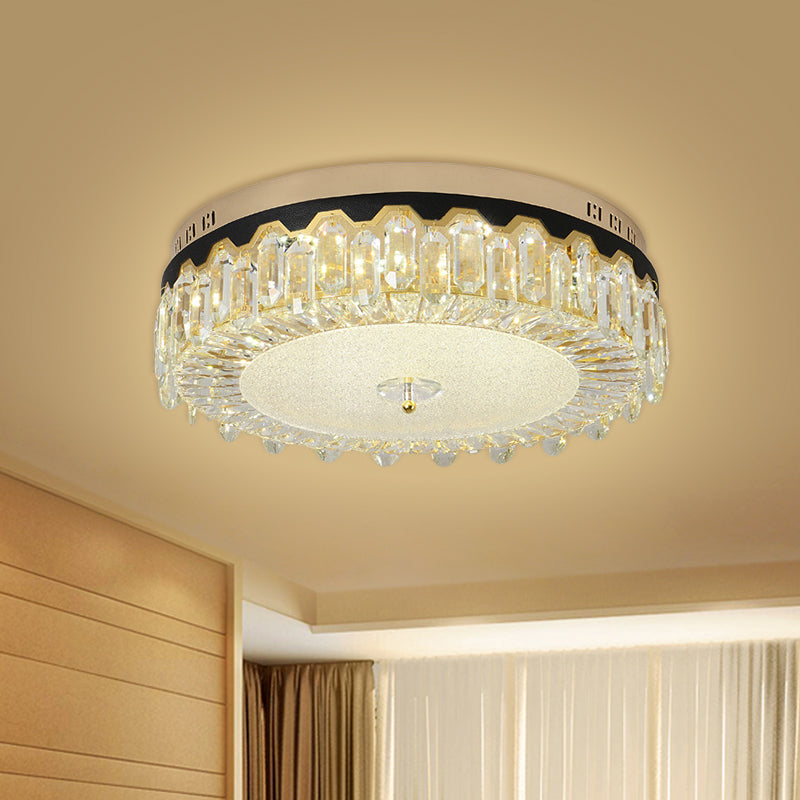 Clear Crystal Tambour Ceiling Lamp Simplicity Bedroom LED Flush-Mount Light Fixture Clearhalo 'Ceiling Lights' 'Close To Ceiling Lights' 'Close to ceiling' 'Flush mount' Lighting' 1432129