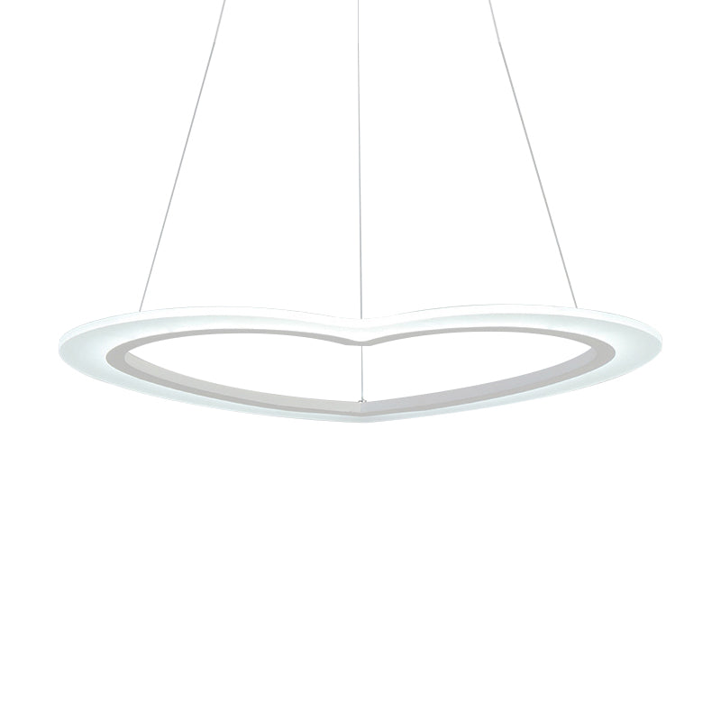 Heart-Shaped Chandelier Light Simple Acrylic LED 1/2/3-Head Living Room Ceiling Drop Pendant in Warm/White Light Clearhalo 'Ceiling Lights' 'Chandeliers' 'Modern Chandeliers' 'Modern' Lighting' 143213